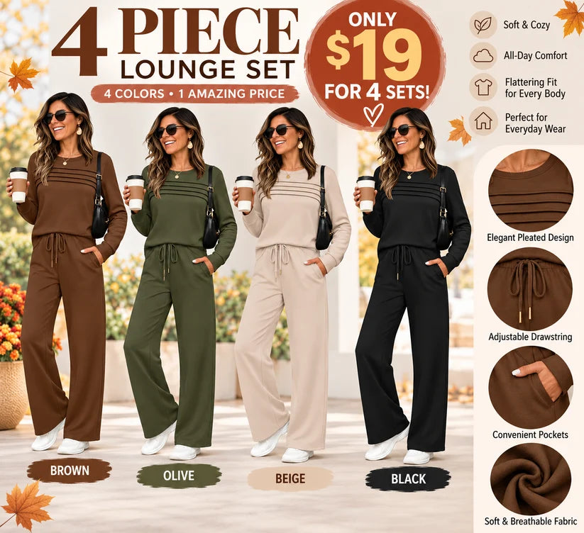 Women's Crew Neck Top & Drawstring Pants Set