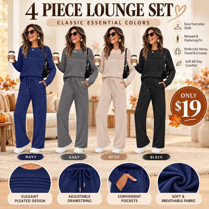 Women's Crew Neck Top & Drawstring Pants Set