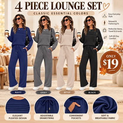 Women's Crew Neck Top & Drawstring Pants Set