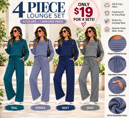 Women's Crew Neck Top & Drawstring Pants Set