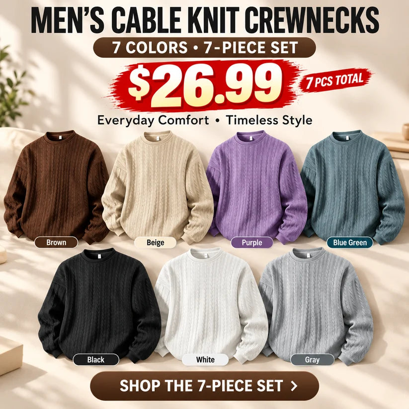 Men's Cable Knit Crewneck Sweatshirt