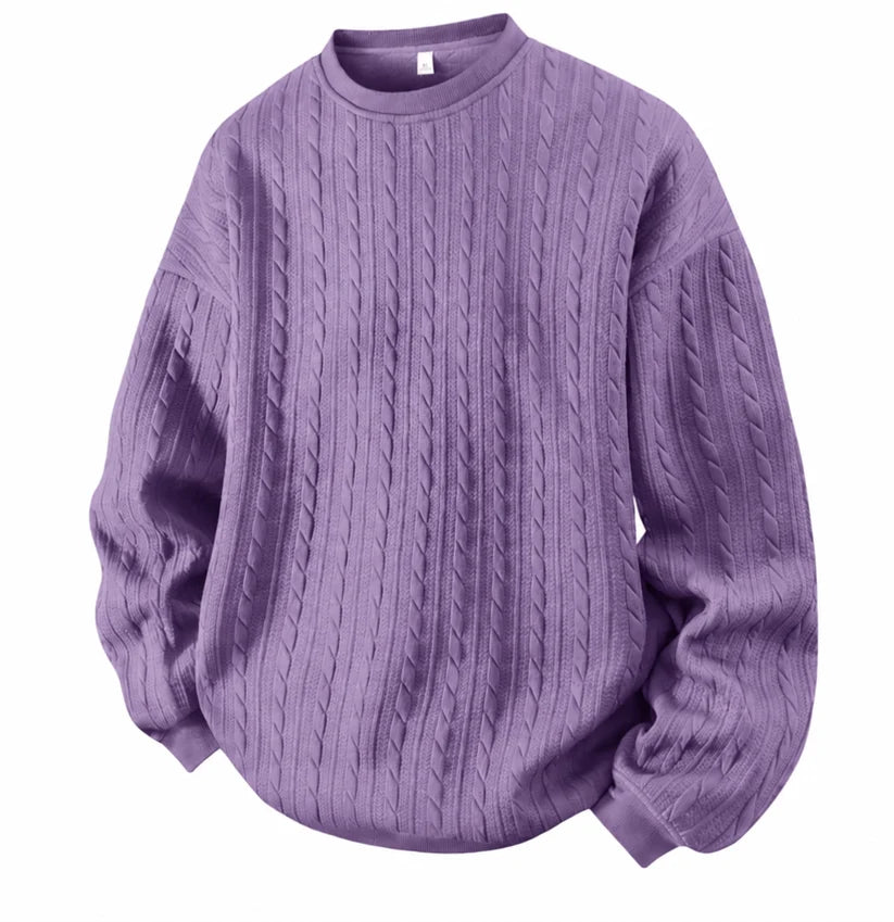 Men's Cable Knit Crewneck Sweatshirt