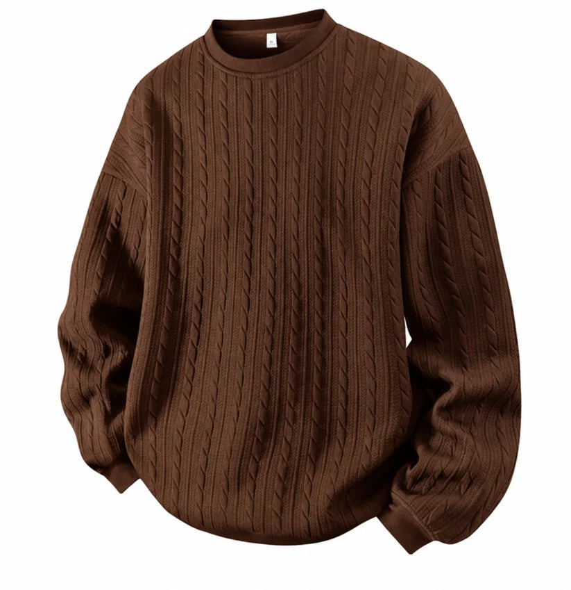 Men's Cable Knit Crewneck Sweatshirt